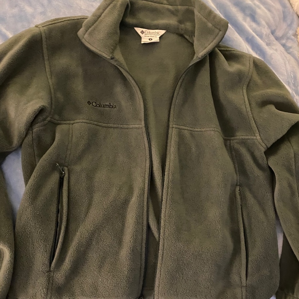 Columbia mens medium greenish grey lovely zip up- comfy!